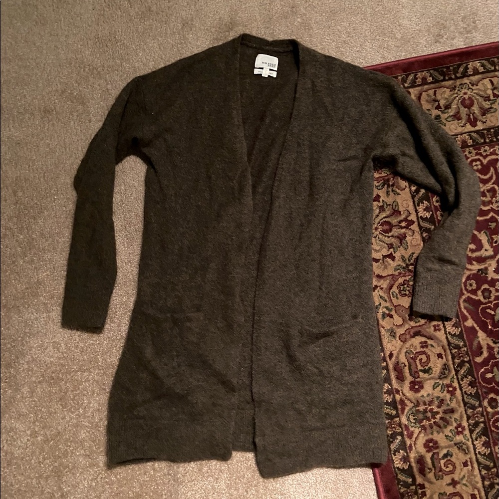 aritzia wilfred free green open cardigan size small
